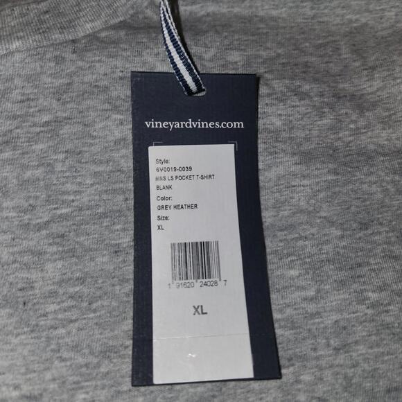 Vineyard Vines Men's Long Sleeve Pocket T-Shirt Gray Size X-Large (XL) - NEW - Picture 3 of 5